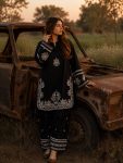 FANCY ROMAN DELL SILK THREAD EMBROIDERY WORK KURTI PALAZZO SET CASUAL WEAR WHOLESALE PRICE ETHNIC GARMENT (2)