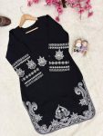 FANCY ROMAN DELL SILK THREAD EMBROIDERY WORK KURTI PALAZZO SET CASUAL WEAR WHOLESALE PRICE ETHNIC GARMENT (2)
