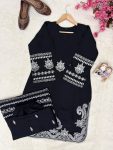 FANCY ROMAN DELL SILK THREAD EMBROIDERY WORK KURTI PALAZZO SET CASUAL WEAR WHOLESALE PRICE ETHNIC GARMENT (2)