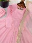 FANCY ROMAN SILK CODING SEQUENCE WORK GOWN BOTTOM WITH DUPATTA FESTIVE WEAR WHOLESALE PRICE ETHNIC GARMENT (2)