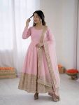 FANCY ROMAN SILK CODING SEQUENCE WORK GOWN BOTTOM WITH DUPATTA FESTIVE WEAR WHOLESALE PRICE ETHNIC GARMENT (2)