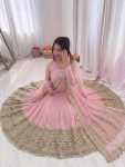 FANCY ROMAN SILK CODING SEQUENCE WORK GOWN BOTTOM WITH DUPATTA FESTIVE WEAR WHOLESALE PRICE ETHNIC GARMENT (2)