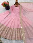 FANCY ROMAN SILK CODING SEQUENCE WORK GOWN BOTTOM WITH DUPATTA FESTIVE WEAR WHOLESALE PRICE ETHNIC GARMENT (2)