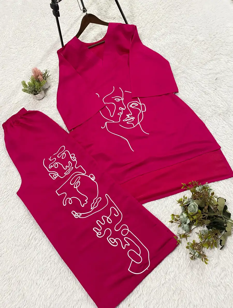 FANCY ROMAN SILK EMBROIDERY WORK CO-ORD SET DAILY WEAR WHOLESALE PRICE ETHNIC GARMENT (7)