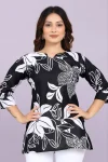 FANCY SLUB COTTON DIGITAL PRINT WORK ONLY TOP BLACK