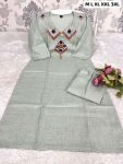 FANCY SLUB COTTON EMBROIDERY WORK ON NECK & WITH MIRROR WORK TOP PENT SET FESTIVE WEAR WHOLESALE PRICE ETHNIC GARMENT (1)