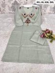 FANCY SLUB COTTON EMBROIDERY WORK ON NECK & WITH MIRROR WORK TOP PENT SET FESTIVE WEAR WHOLESALE PRICE ETHNIC GARMENT (1)