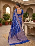 FANCY SOFT SILK ZARI WOVEN WORK SAREE WITH UNSTITCHED BLOUSE FESTIVE WEAR WHOLESALE PRICE ETHNIC GARMENT (3)