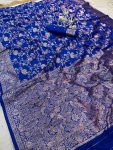 FANCY SOFT SILK ZARI WOVEN WORK SAREE WITH UNSTITCHED BLOUSE FESTIVE WEAR WHOLESALE PRICE ETHNIC GARMENT (3)
