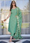 FANCY TESLA EMBROIDERY WORK TOP BOTTOM WITH DUPATTA MINT