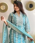 FANCY VICHITRA EMBROIDERED WORK TOP BOTTOM WITH DUPATTA FESTIVE WEAR WHOLESALE PRICE ETHNIC GARMENT (3)