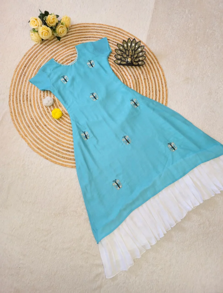 FANCY VICHITRA SILK MAGGAM HAND WORK GOWN FESTIVE WEAR WHOLESALE PRICE ETHNIC GARMENT (4)