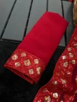 FASHIONABLE GEORGETTE EMBROIDERY SEQUENCE WORK SAREE WITH UNSTITCHED BLOUSE PARTY WEAR WHOLESALE PRICE ETHNIC GARMENT (3)