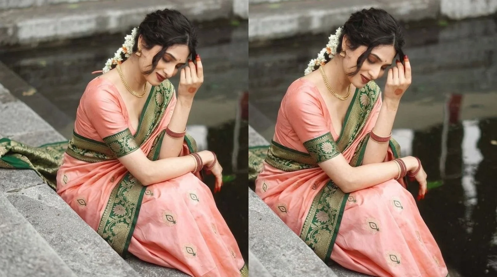 LATEST BANARASI SILK FLOWERS AND MINA & ZARI WEAVING RICH PALLU WITH UNIQUE BORDER WORK SAREE WITH UNSTITCHED BLOUSE FESTIVE WEAR WHOLESALE PRICE ETHNIC GARMENT (3)