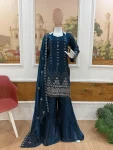 LATEST FENDY SATIN EMBROIDERY BEADS WORK WITH FANCY LACE WORK TOP PALAZZO WITH DUPATTA FESTIVE WEAR WHOLESALE PRICE ETHNIC GARMENT (2)