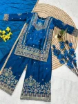 LATEST FENDY SILK EMBROIDERY SEQUENCE WORK KID’S TOP PALAZZO WITH DUPATTA FESTIVE WEAR WHOLESALE PRICE ETHNIC GARMENT (3)