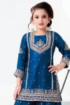 LATEST FENDY SILK EMBROIDERY SEQUENCE WORK KID’S TOP PALAZZO WITH DUPATTA FESTIVE WEAR WHOLESALE PRICE ETHNIC GARMENT (3)