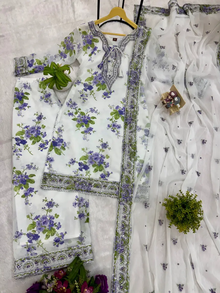 LATEST GEORGETTE PRINTED WITH EMBROIDERY NECK WORK WITH FANCY LACE & DORI WORK TOP PALAZZO WITH DUPATTA FESTVE WEAR WHOLESALE PRICE ETHNIC GARMENT (1)