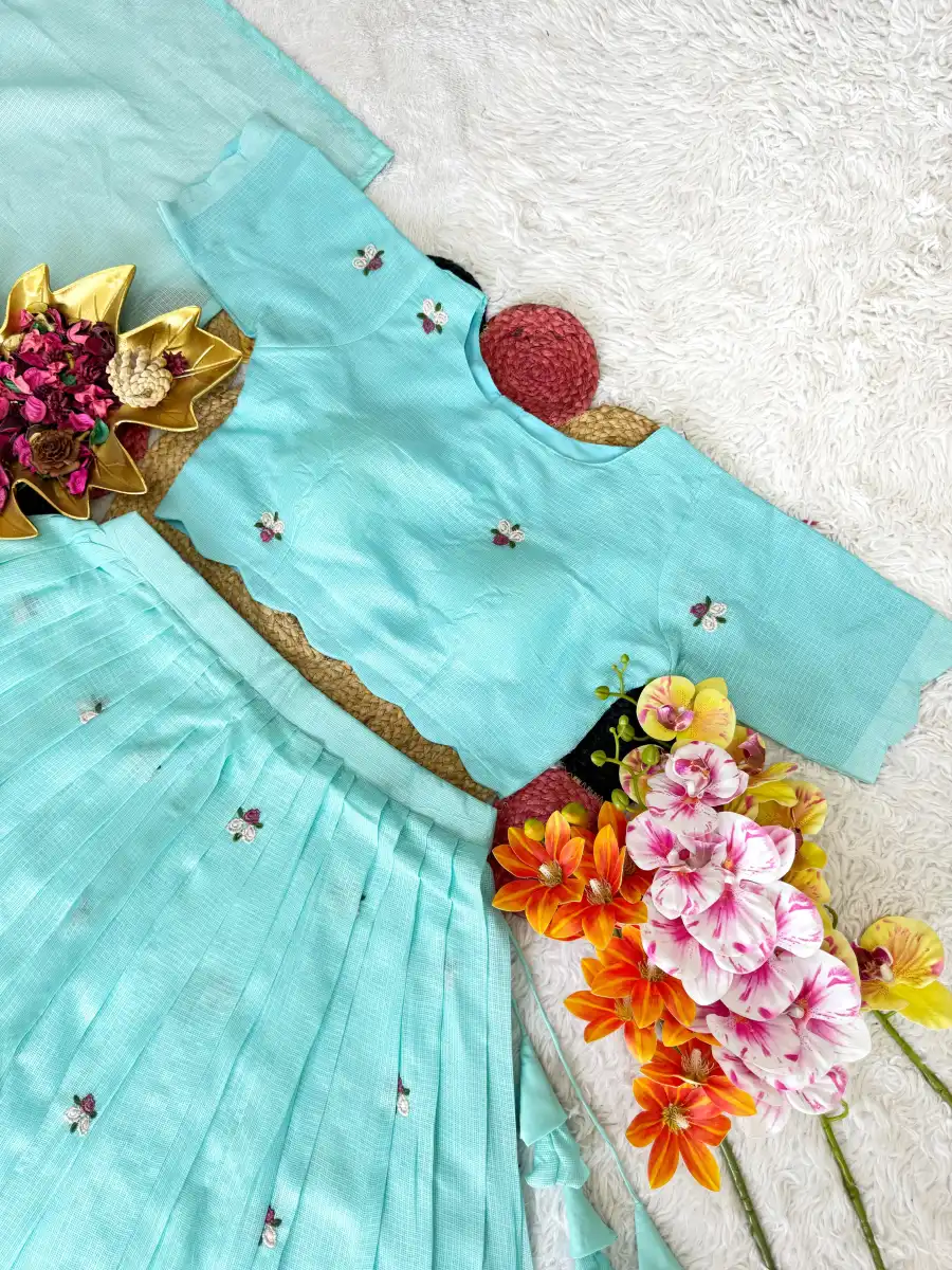 LATEST KOTA CHECKS FLORAL EMBROIDERY WORK LEHENGA CHOLI WITH DUPATTA FESTIVE WEAR WHOLESALE PRICE ETHNIC GARMENT (1)