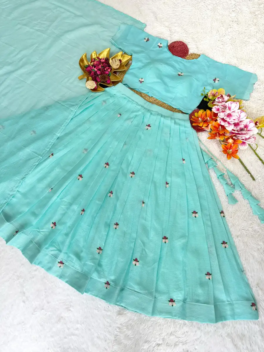 LATEST KOTA CHECKS FLORAL EMBROIDERY WORK LEHENGA CHOLI WITH DUPATTA FESTIVE WEAR WHOLESALE PRICE ETHNIC GARMENT (5)