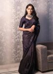 LATEST LICHI SILK JACQUARD WORK SAREE WITH UNSTITCHED BLOUSE BLACK