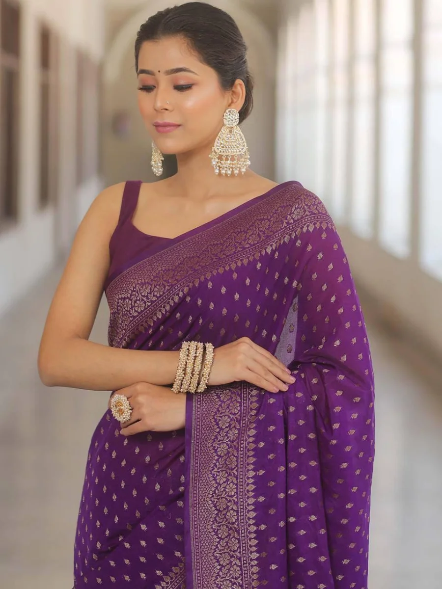 LATEST LICHI SILK JACQUARD WORK SAREE WITH UNSTITCHED BLOUSE FESTIVE WEAR WHOLESALE PRICE ETHNIC GARMENT (12)