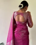 LATEST LICHI SILK JACQUARD WORK SAREE WITH UNSTITCHED BLOUSE FESTIVE WEAR WHOLESALE PRICE ETHNIC GARMENT (4)