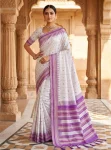 LATEST LICHI SILK JACQUARD WORK SAREE WITH UNSTITCHED BLOUSE LAVENDER