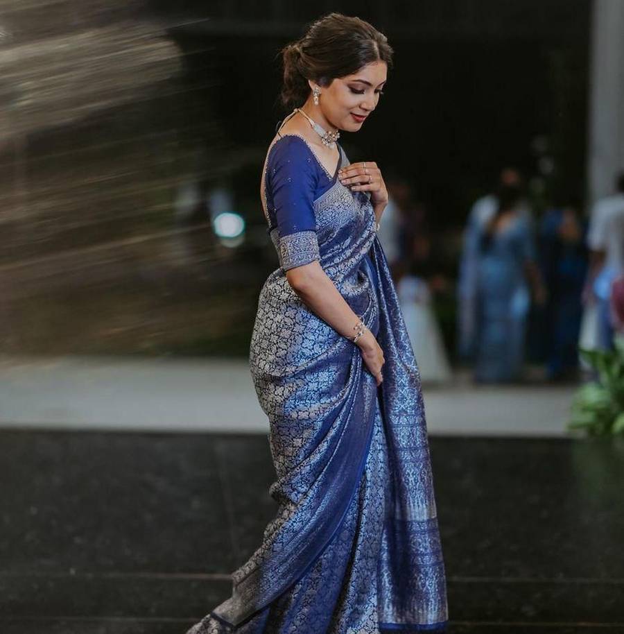 LATEST LICHI SILK JACQUARD WORK SAREE WITH UNSTITCHED BLOUSE FESTIVE WEAR WHOLESALE PRICE ETHNIC GARMENT (2)