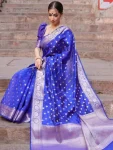 LATEST LICHI SILK JACQUARD WORK SAREE WITH UNSTITCHED BLOUSE PURPLE
