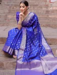 LATEST LICHI SILK JACQUARD WORK SAREE WITH UNSTITCHED BLOUSE FESTIVE WEAR WHOLESALE PRICE ETHNIC GARMENT (22)