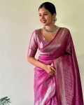 LATEST LICHI SILK JACQUARD WORK SAREE WITH UNSTITCHED BLOUSE FESTIVE WEAR WHOLESALE PRICE ETHNIC GARMENT (4)