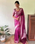 LATEST LICHI SILK JACQUARD WORK SAREE WITH UNSTITCHED BLOUSE FESTIVE WEAR WHOLESALE PRICE ETHNIC GARMENT (4)