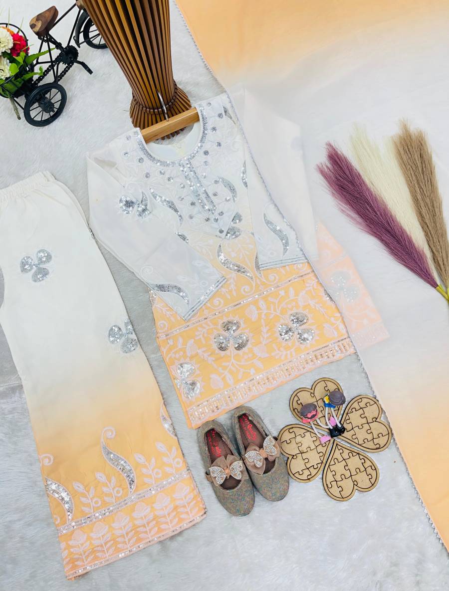 LATEST NATURAL CREPE EMBROIDERY SEQUENCE WORK WITH DIGITAL PRINT WORK KID'S TOP PALAZZO WITH DUPATTA FESTIVE WEAR WHOLESALE PRICE ETHNIC GARMENT (13)