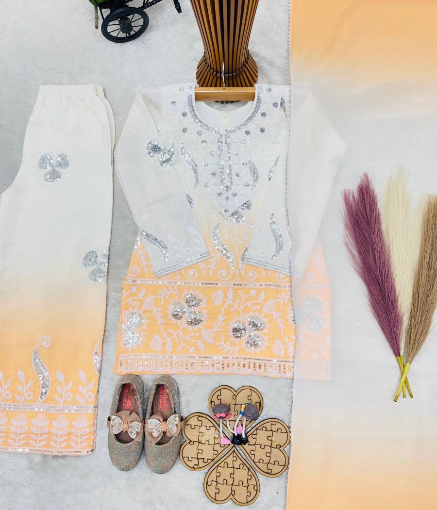 LATEST NATURAL CREPE EMBROIDERY SEQUENCE WORK WITH DIGITAL PRINT WORK KID'S TOP PALAZZO WITH DUPATTA FESTIVE WEAR WHOLESALE PRICE ETHNIC GARMENT (5)