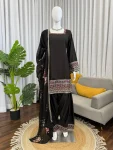 LATEST NATURAL CREPE THREAD WITH SEQUENCE WORK TOP PATIYALA WITH DUPATTA FESTIVE WEAR WHOLESALE PRICE ETHNIC GARMENT (1)