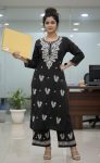 LATEST RAYON COTTON CHIKANKARI WORK KURTI PALAZZO SET BLACK
