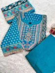 LATEST RUSSIAN SILK PRINT WORK TOP BOTTOM WITH DUPATTA FESTIVE WEAR WHOLESALE PRICE ETHNIC GARMENT (3)