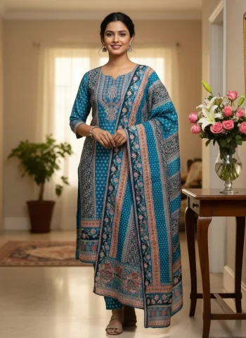 LATEST RUSSIAN SILK PRINT WORK TOP BOTTOM WITH DUPATTA RAMA