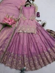 MODERN 2 TONE FENDY SILK EMBROIDERY SEQUENCE WORK TOP LEHENGA WITH DUPATTA WEDDING WEAR WHOLESALE PRICE ETHNIC GARMENT (3)