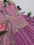 MODERN 2 TONE FENDY SILK EMBROIDERY SEQUENCE WORK TOP LEHENGA WITH DUPATTA WEDDING WEAR WHOLESALE PRICE ETHNIC GARMENT (3)