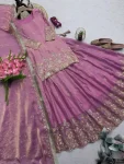 MODERN 2 TONE FENDY SILK EMBROIDERY SEQUENCE WORK TOP LEHENGA WITH DUPATTA WEDDING WEAR WHOLESALE PRICE ETHNIC GARMENT (3)