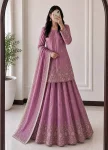 MODERN 2 TONE FENDY SILK EMBROIDERY SEQUENCE WORK TOP LEHENGA WITH DUPATTA WEDDING WEAR WHOLESALE PRICE ETHNIC GARMENT (3)