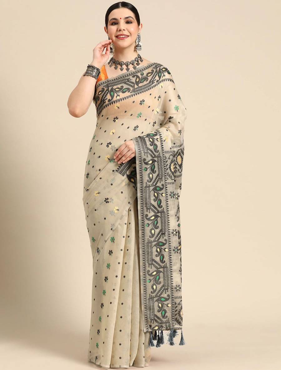 MODERN BANARASI SILK WEAVING WORK SAREE WITH UNSTITCHED BLOUSE FESTIVE WEAR WHOLESALE PRICE ETHNIC GARMENT (2)