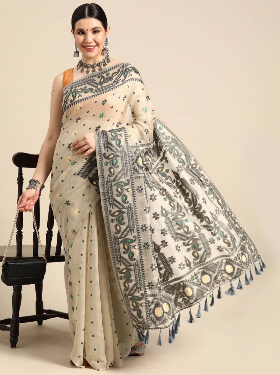 MODERN BANARASI SILK WEAVING WORK SAREE WITH UNSTITCHED BLOUSE FESTIVE WEAR WHOLESALE PRICE ETHNIC GARMENT (3)