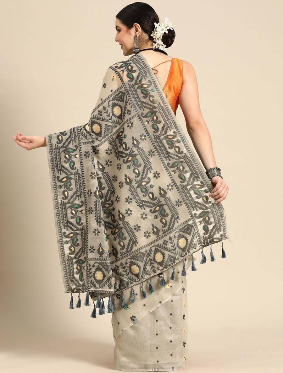 MODERN BANARASI SILK WEAVING WORK SAREE WITH UNSTITCHED BLOUSE FESTIVE WEAR WHOLESALE PRICE ETHNIC GARMENT (5)