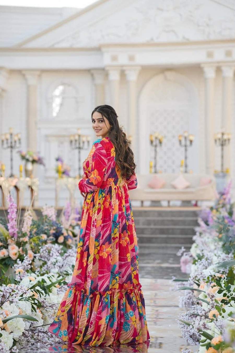 MODERN CHIFFON DIGITAL PRINT WORK SHRUG BLOUSE WITH PALAZZO PARTY WEAR WHOLESALE PRICE ETHNIC GARMENT (2)