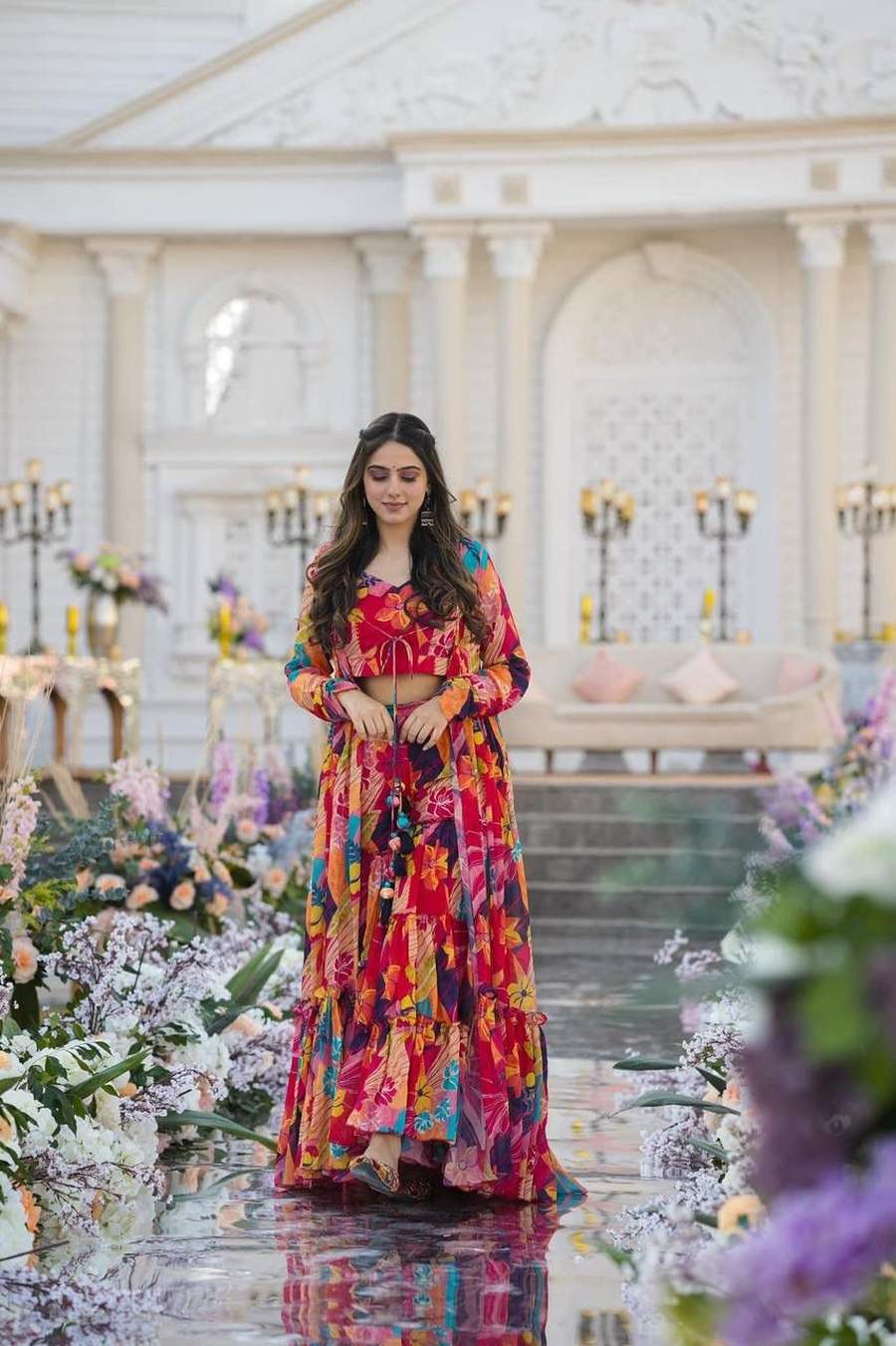 MODERN CHIFFON DIGITAL PRINT WORK SHRUG BLOUSE WITH PALAZZO PARTY WEAR WHOLESALE PRICE ETHNIC GARMENT (3)