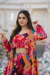 MODERN CHIFFON DIGITAL PRINT WORK SHRUG BLOUSE WITH PALAZZO PARTY WEAR WHOLESALE PRICE ETHNIC GARMENT (7)