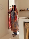 MODERN CHINON PRINT WITH SILVER DIAMOND WORK TOP BOTTOM WITH DUPATTA FESTIVE WEAR WHOLESALE PRICE ETHNIC GARMENT (3)
